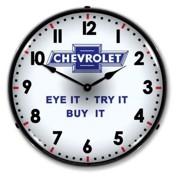 Chevrolet Eye It Try It Buy It Lighted Clock