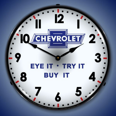 Chevrolet Eye It Try It Buy It Lighted Clock
