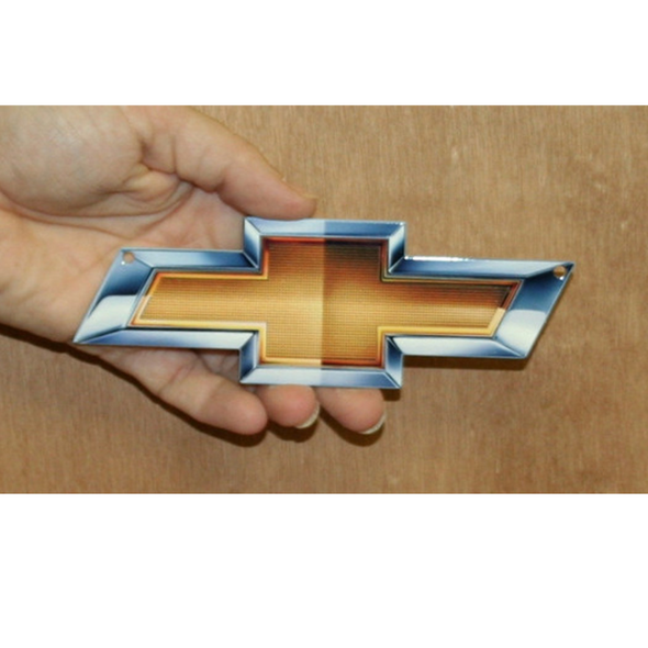 Chevy Bowtie Emblem Gold Steel Sign