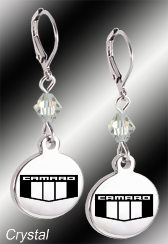 Camaro Emblem Crystal Leverback Earrings