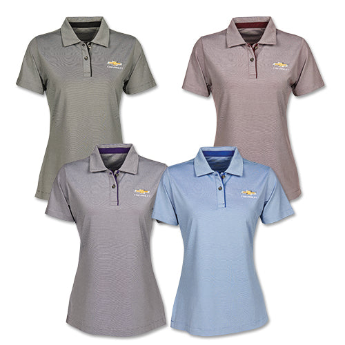 ladies-chevrolet-gold-bowtie-micro-stripe-polo