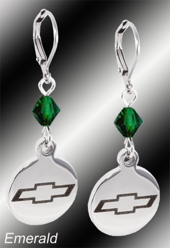 Chevy Bowtie Emblem Crystal | 5/8'' Leverback Earrings