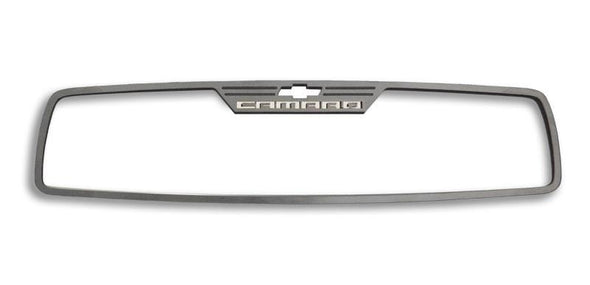 2012-2013 Camaro - Rear View Mirror Trim "Camaro" | Brushed Rectangle