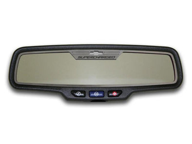 2012-2013 Camaro - Rear View Mirror Trim "Supercharged" | Brushed Rectangle
