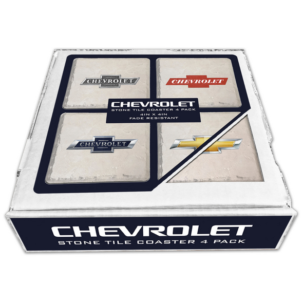 Chevy Bowtie Logo Stone Tile Coaster Box