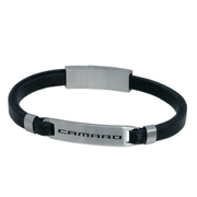 camaro-script-black-leather-mens-bracelet