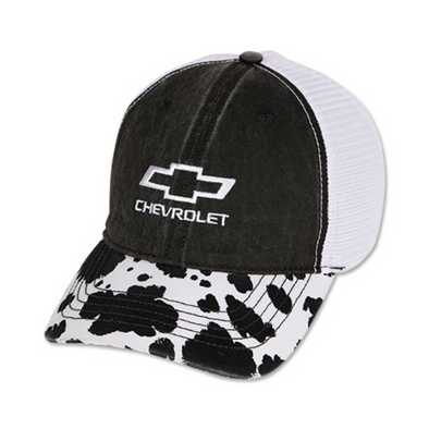 Ladies Chevrolet Bowtie Cow Print Ponytail Hat / Cap
