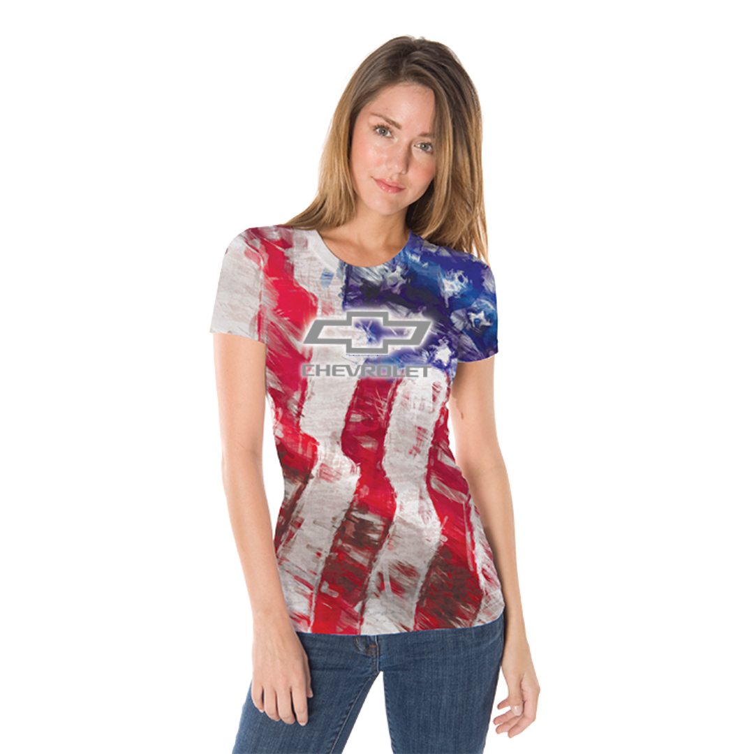 ladies-chevrolet-bowtie-distressed-american-flag-t-shirt