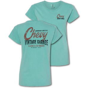 Ladies Classic Chevy Garage Vintage T-Shirt