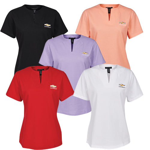 Chevrolet Ladies Gold Bowtie Preux Pique Top