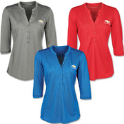 ladies-chevrolet-gold-bowtie-pique-henley