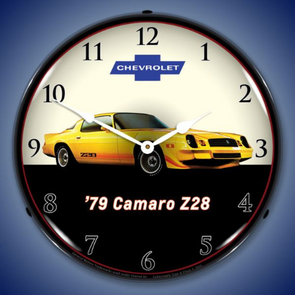Yellow 1979 Camaro Z28 Lighted Clock