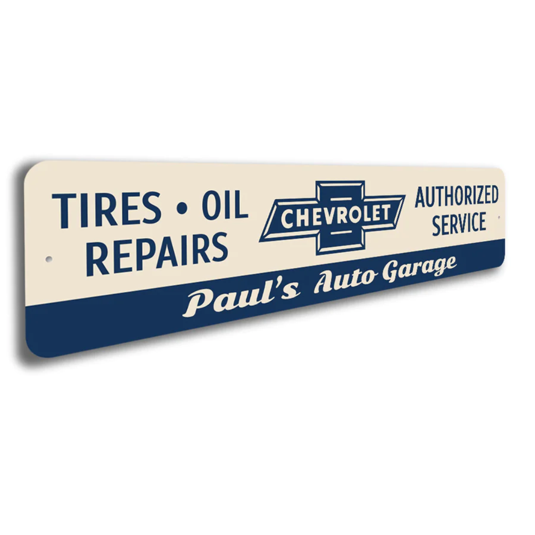 personalized-chevy-garage-tires-oil-repairs-sign-aluminum-sign